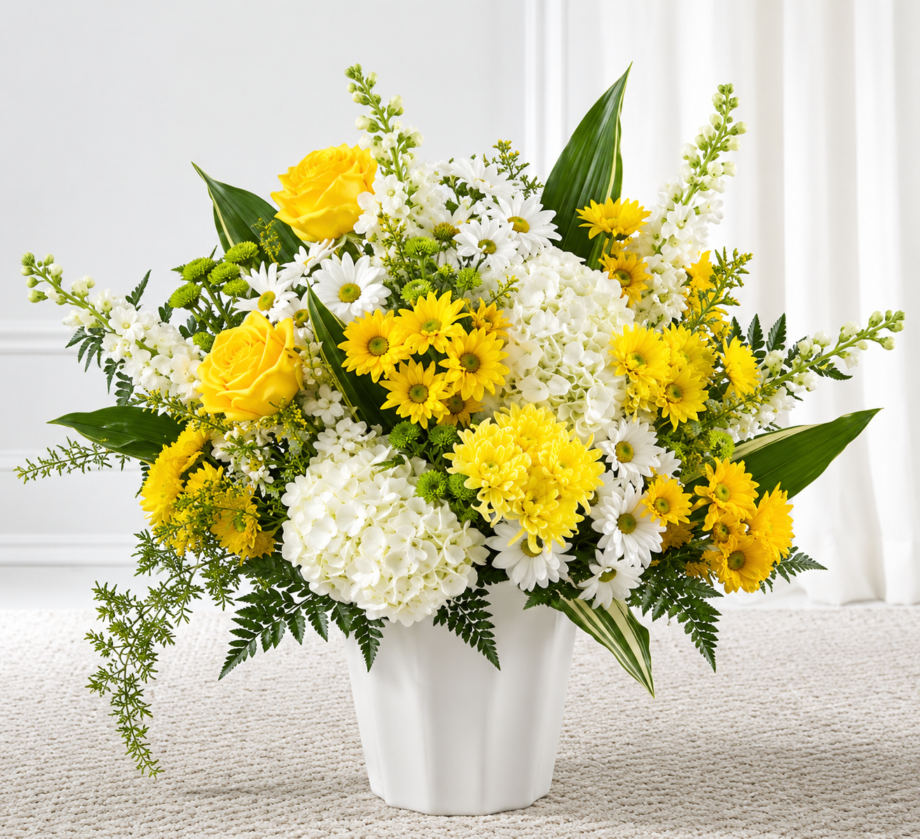 Elegant Yellow and White Floral Arrangement